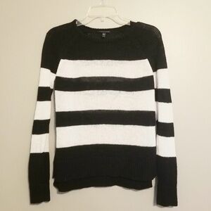 Eileen Fisher Organic Linen/Cotton Black and White Striped Sweater